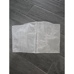 PrettyLittleThing White Eyelet Embroidered Corset‎ Top Strapless Hook Eye Size 6